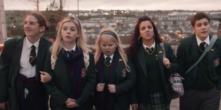 Someone has added a new accessory to the Derry Girls mural and it's a real sign of the times