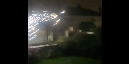 WATCH: Shocking footage shows sparks flying from Cork power line during Storm Ellen
