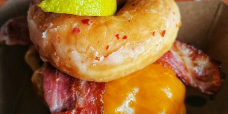 This bacon cheese donut burger is back in Galway