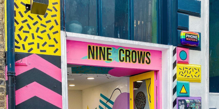 Colourful shop front of the Nine Crows store in Dublin