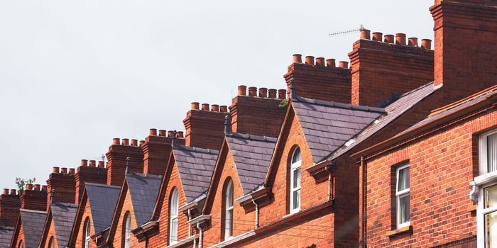 row of redbrick houses in Ireland
