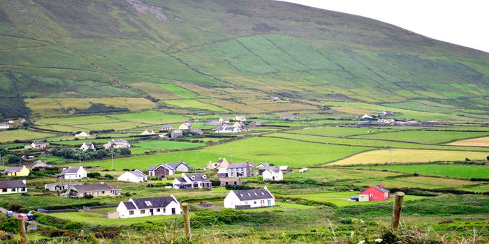 distant view of houses in the Kerry countryside