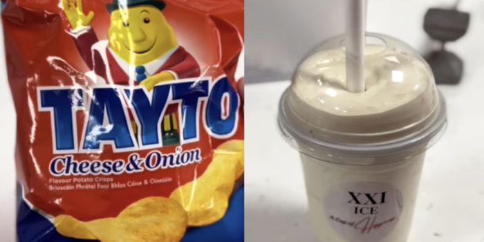 photo collage of a packet of tayto and a milkshake