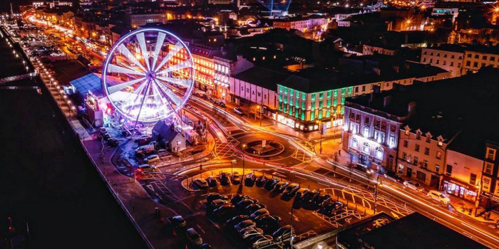 aerial shot of winterval festival in waterford