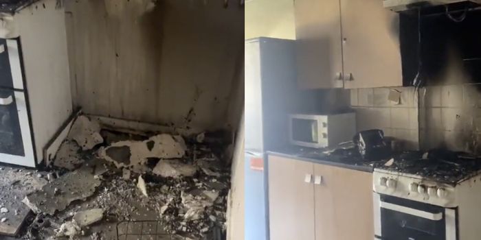 the scene at an apartment after a toaster caught fire